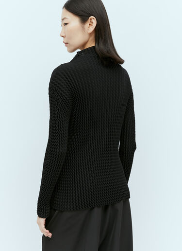 Issey Miyake 스펀지 BK/WT-28 긴팔 탑 블랙 ism0255005