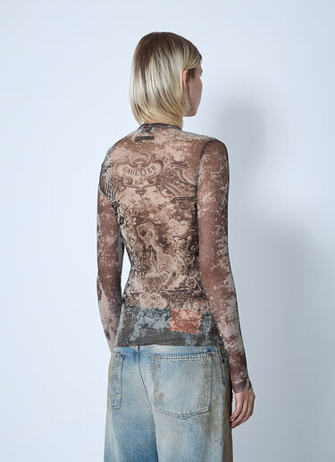 Jean Paul Gaultier Médaillon Mesh Top Beige jpg0261005