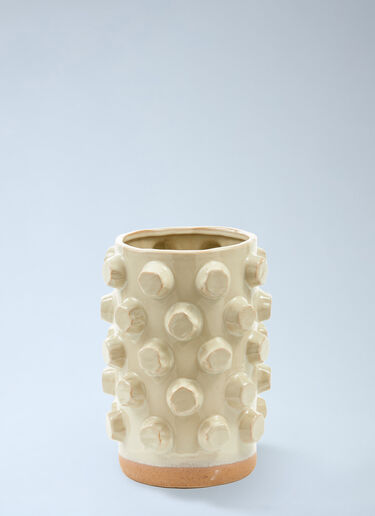 Textured Ceramic Cylinder Vase POLSPOTTEN Textured Ceramic Cylinder Vase Beige wps0692205