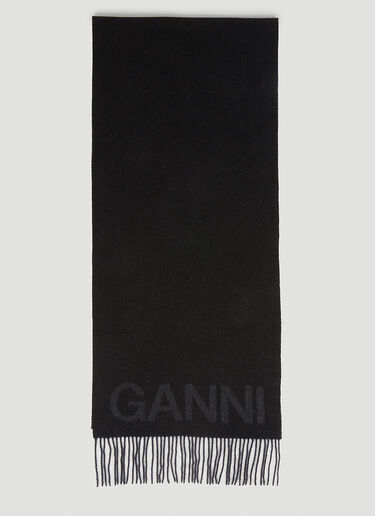 GANNI Fringed Scarf Black gan0253052