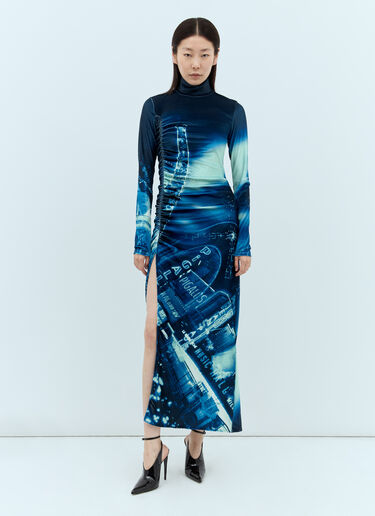 Pigalle Gathered Velvet Dress Jean Paul Gaultier Pigalle Gathered Velvet Dress Blue jpg0258005
