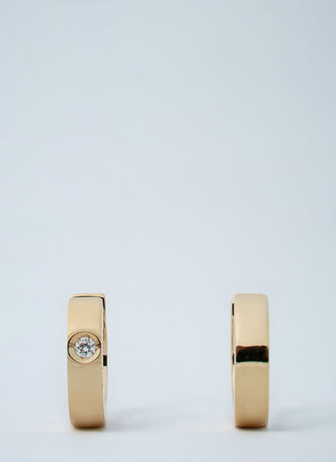 TOTEME Bezel Diamond Hoops Gold tot0261076