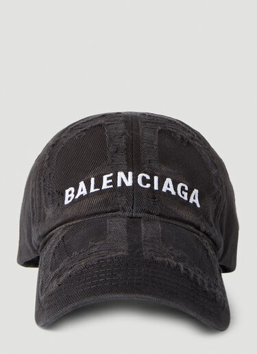 Balenciaga BB Destroyed Baseball Cap Black bal0151053