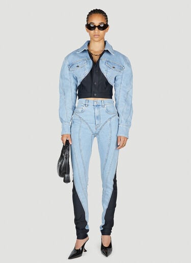 Mugler Corset Panel Denim Jacket Blue mug0252037