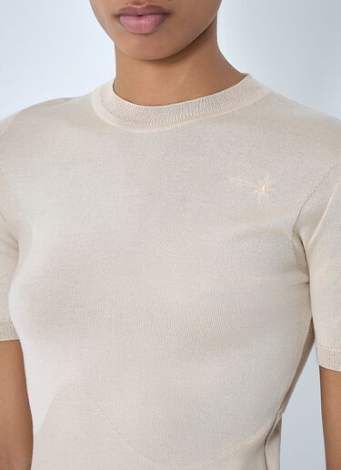 SKIN SERIES Fine Knit Short Sleeve Top Beige sks0264001