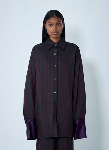 Striped Button-Down Shirt Dries Van Noten Striped Button-Down Shirt Burgundy dvn0262007