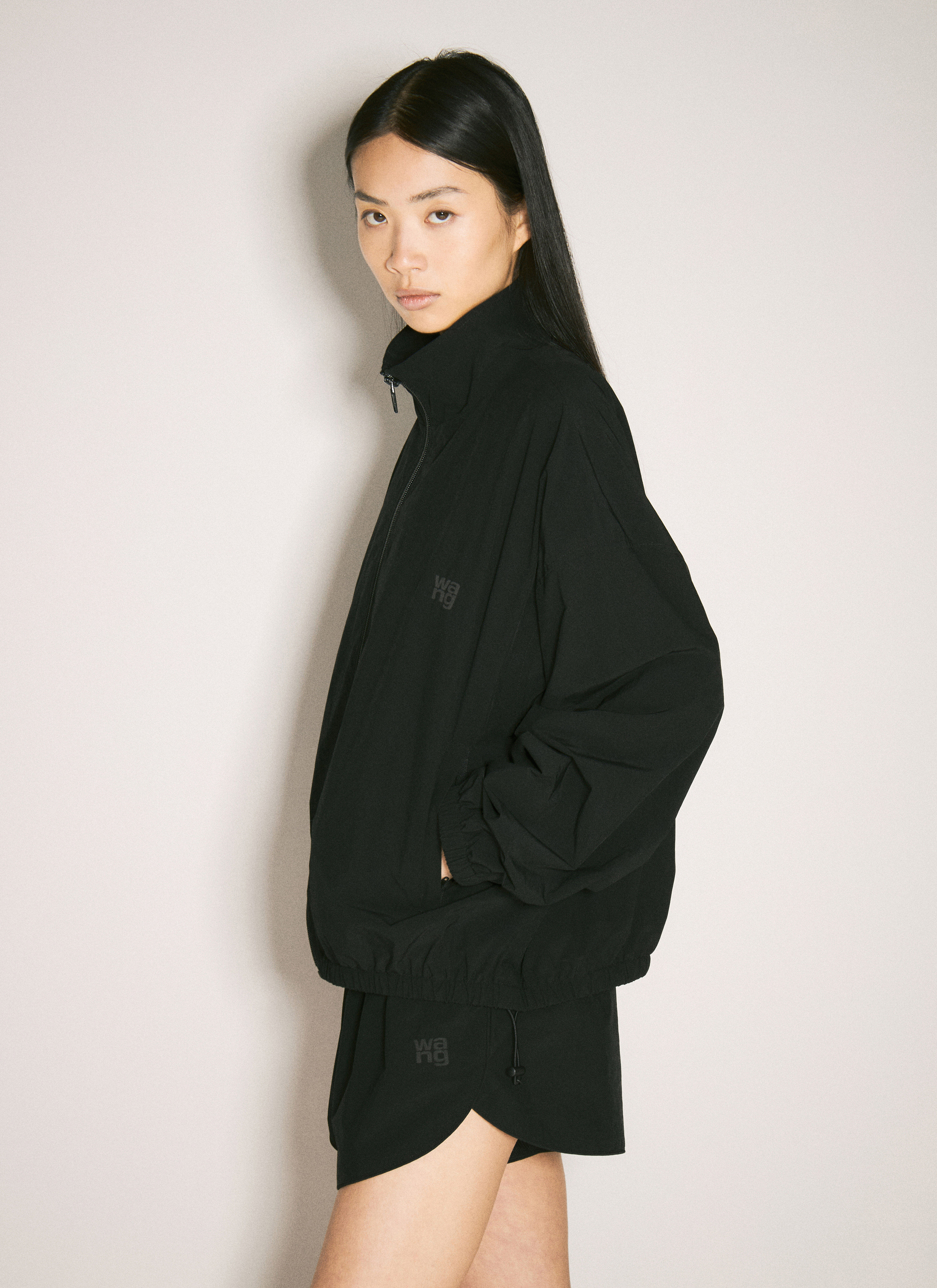 Alexander Wang Women s Logo Print Track Jacket in Black LN CC