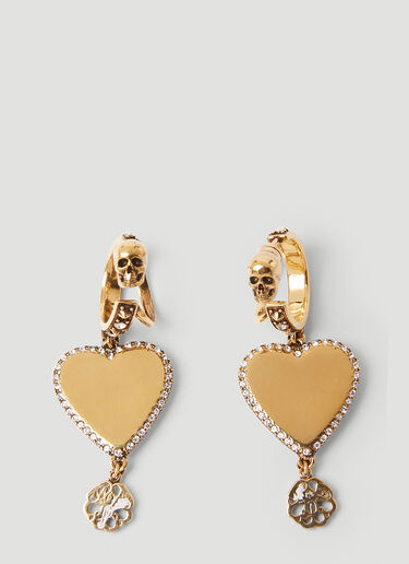 Alexander McQueen Heart Charm Hoop Earrings Gold amq0248045