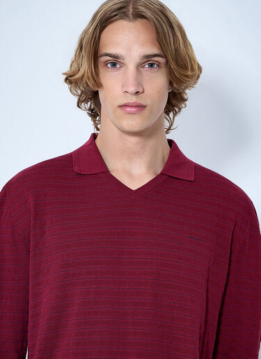 Miu Miu Striped V-Neck Polo Shirt Red miu0165007