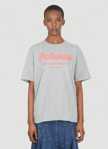 Alexander McQueen ロゴプリントTシャツ グレー amq0247006