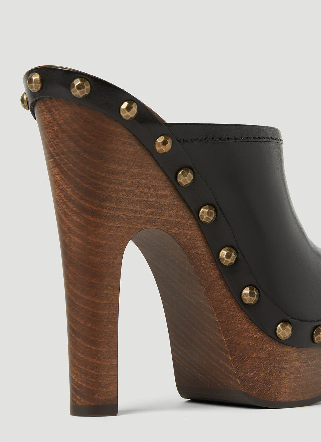 Wooden high heel mules cheap