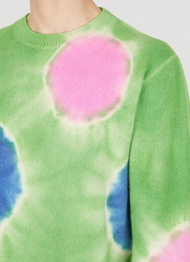 The Elder Statesman Tie Dye Circles Sweater Green tes0150010