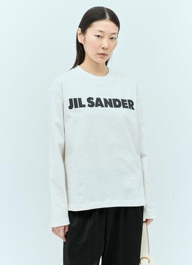 Jil Sander 徽标印花长袖 T 恤 白色 jil0255020