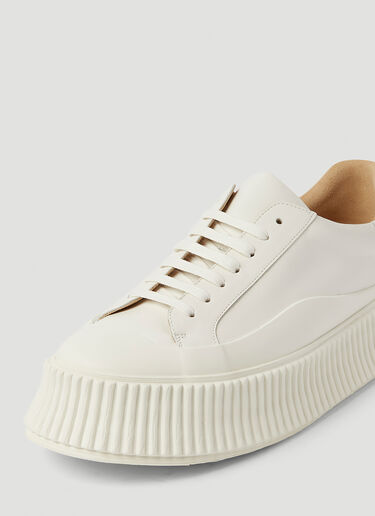 Jil Sander Ribbed-Sole Leather Sneakers White jil0245060