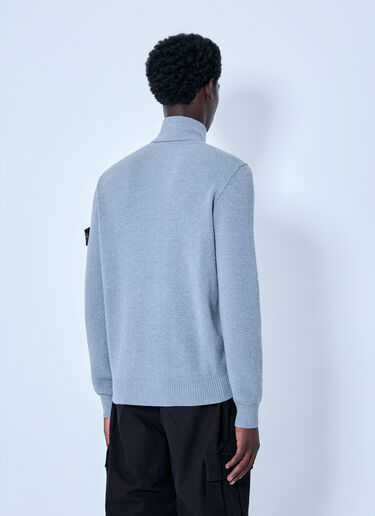 LN-CC® - Stone Island: Zip-Up Knit Sweater - Grey Stone Island Zip-Up Knit Sweater Grey sto0165066