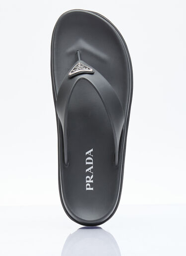 Prada Logo Plaque Slides Black pra0256026