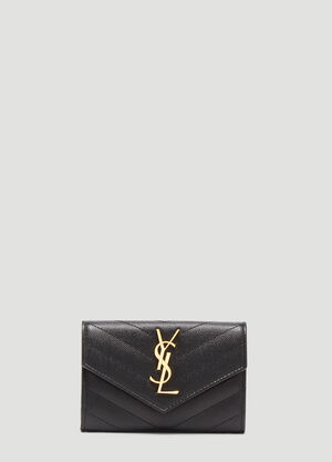 Saint Laurent Logo Plaque Envelope Wallet Black sla0233066