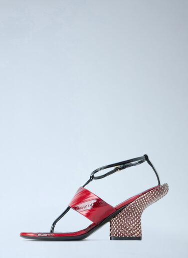 LN-CC® - Dries Van Noten: Strappy Heeled Sandals - Red Dries Van Noten Strappy Heeled Sandals Red dvn0264057