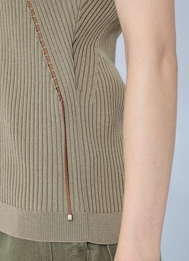 LN-CC® - Max Mara: Ribbed Knit Button-Down Vest - Beige Max Mara Ribbed Knit Button-Down Vest Beige max0265028