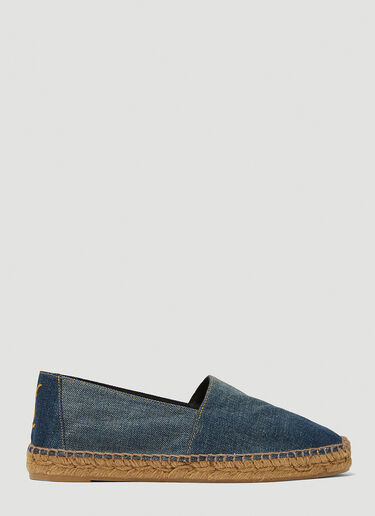 Saint Laurent Monogram Embroidered Denim Espadrilles Blue sla0247066