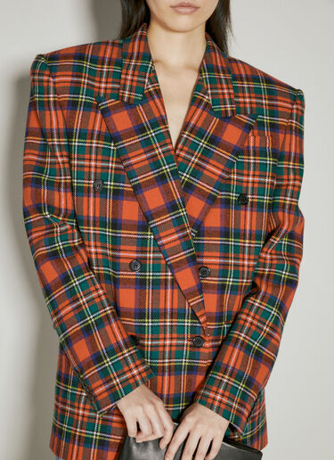 Saint Laurent Oversized Tartan Wool Blazer Red sla0254027