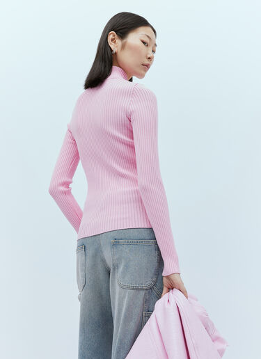Courrèges Logo Embroidery High Neck Sweater Pink cou0253045