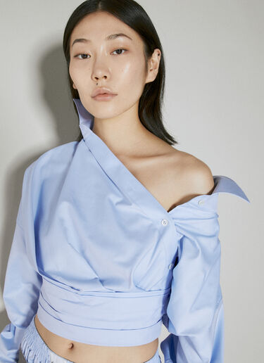 Cropped Wrapped Shirt Alexander Wang Cropped Wrapped Shirt Blue awg0253058