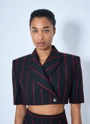 LN-CC® - Vivienne Westwood: Cut Off One Button Blazer - Black Vivienne Westwood Cut Off One Button Blazer Black vvw0266011