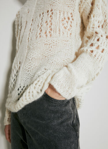 Our Legacy V Neck Crochet Sweater White our0155009