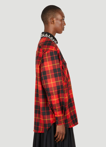 Gucci Beaded Collar Check Shirt Red guc0251029