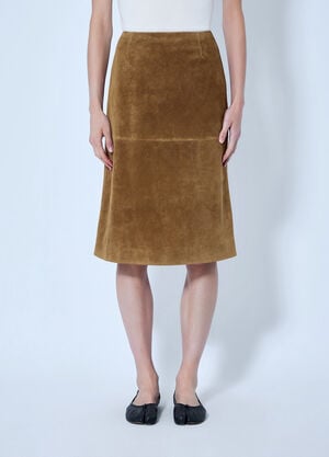 Jil Sander Panelled Suede Midi Skirt Brown jil0266022