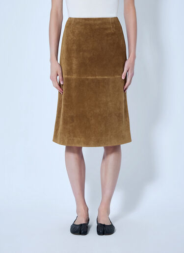 Jil Sander Panelled Suede Midi Skirt Brown jil0266022