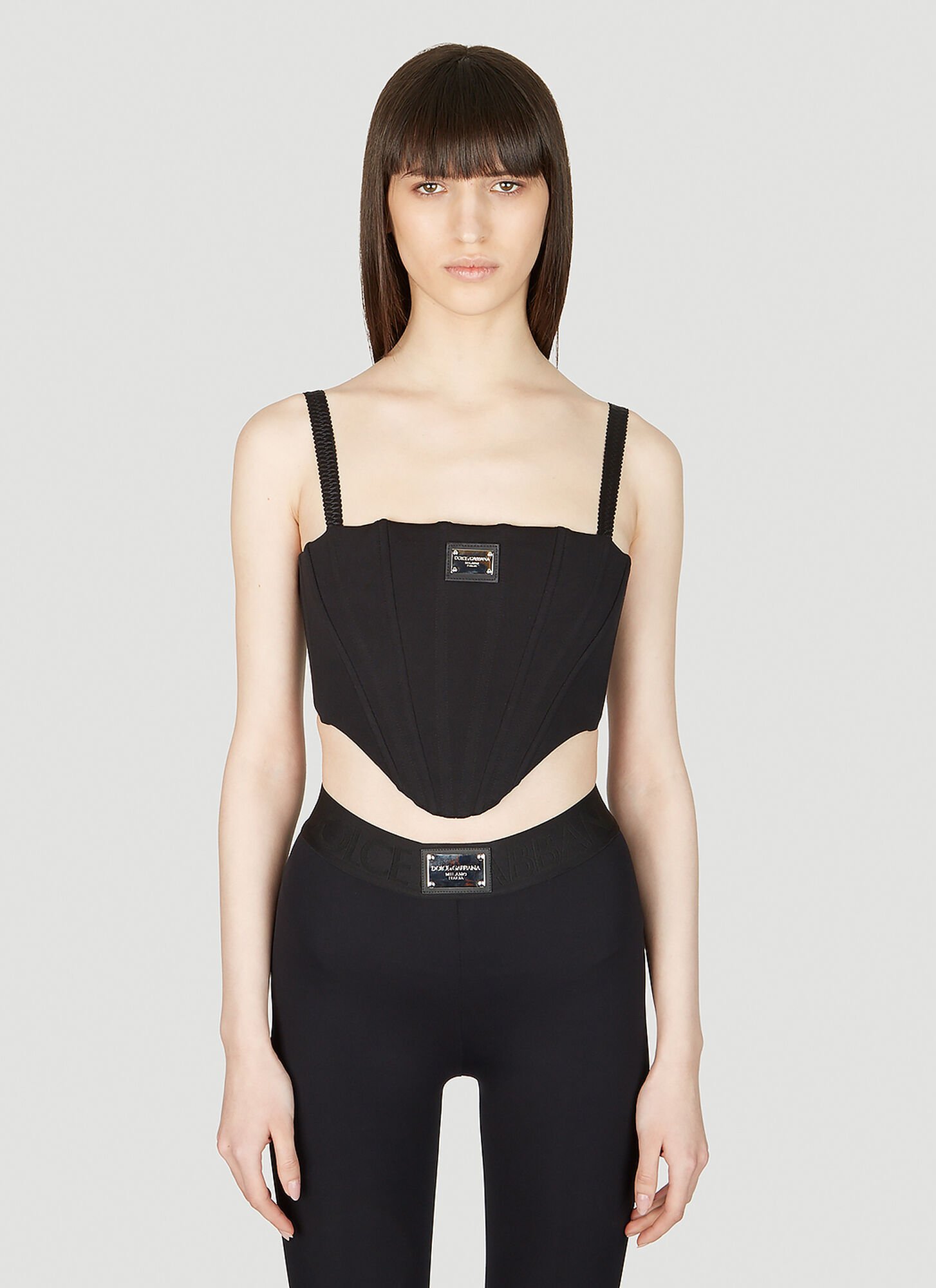 Shop Dolce & Gabbana Logo Plaque Corset In Black