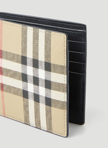 Burberry Sandon Check Bi Fold Wallet Beige bur0149147