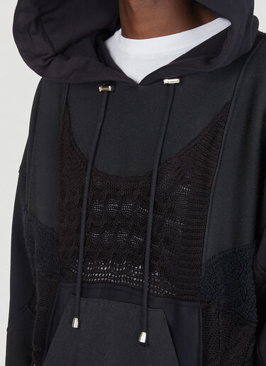 DRx FARMAxY FOR LN-CC Upcycled Crochet Hooded Sweatshirt Black drx0347013