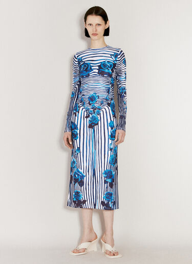 Jean Paul Gaultier Flower Body Morphing Dress Blue jpg0256013