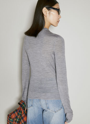 캐시미어 울 실크 스웨터 Saint Laurent 캐시미어 울 실크 스웨터 그레이 sla0254005