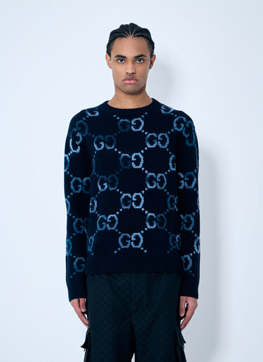Gucci GG Intarsia Knit Sweater Navy guc0159036