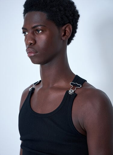 Jean Paul Gaultier Ribbed Tank Top with Metal Hardware Black jpg0364004