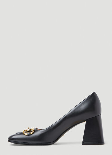 Gucci Horsebit Mid-Heel Pumps Black guc0253104