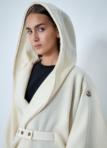 Belted Fringe Cape Moncler Belted Fringe Cape White mon0262020