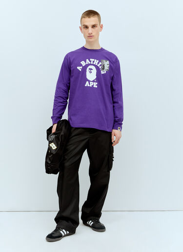 A BATHING APE® マッドフェイス カレッジスウェットシャツ パープル aba0154023