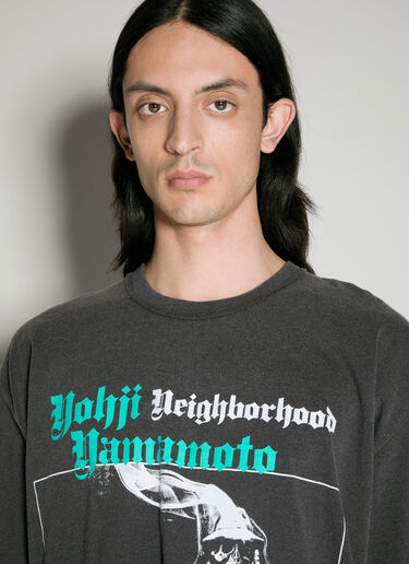 Yohji Yamamoto x Neighborhood 로고 프린트 티셔츠  그레이 yoy0156021