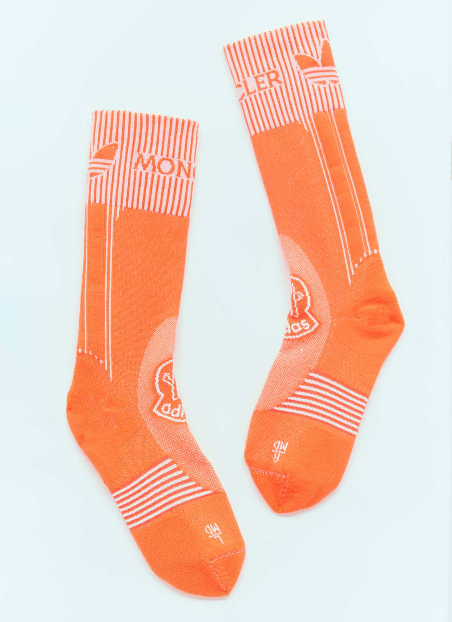 Shop Moncler X Adidas Originals Logo Jacquard Socks In Orange