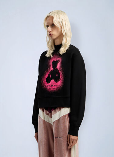 Spray Bear Fitted Crew Sweatshirt Palm Angels Spray Bear Fitted Crew Sweatshirt Black pma0262076