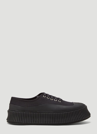 Jil Sander Ribbed-Sole Canvas Sneakers Black jil0243023