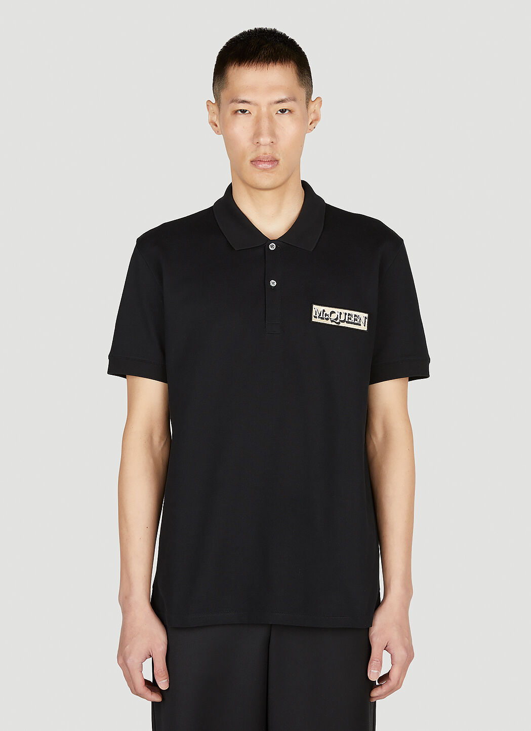 Alexander McQueen Logo Patch Polo Shirt Black amq0152002