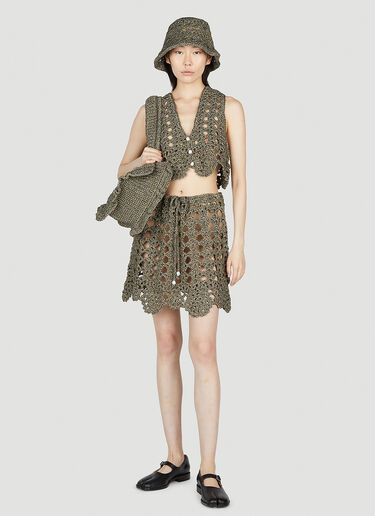 GANNI Crochet V- Neck Top Brown gan0253094