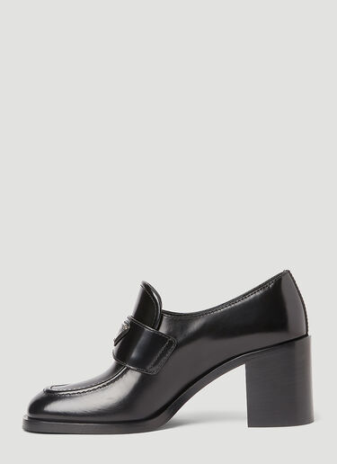 Logo Plaque Heeled Loafers Prada Logo Plaque Heeled Loafers Black pra0254019