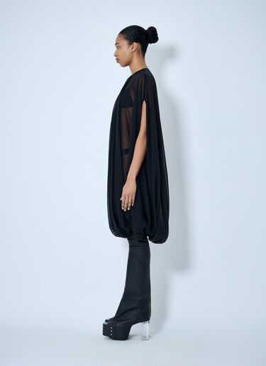 Rick Owens Draped Sheer Overlay Dress Black ric0264011